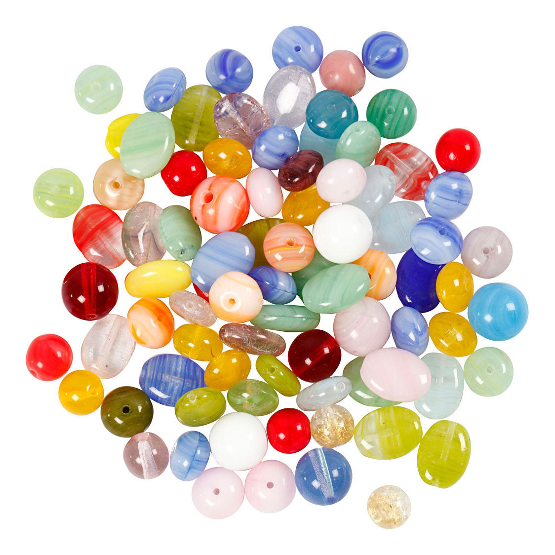 Creativ Company Glass Beads Diverse Round, Oval, Circle, 60 Grams