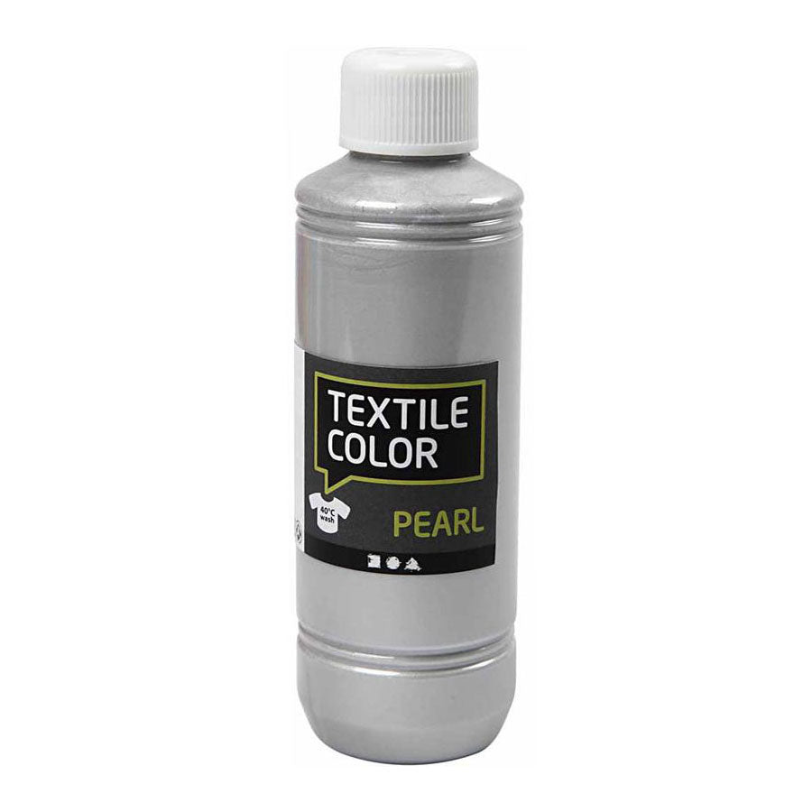 Creativ Company Kolor Textile pokrywa farbę tekstylną srebrną perłę, 250 ml