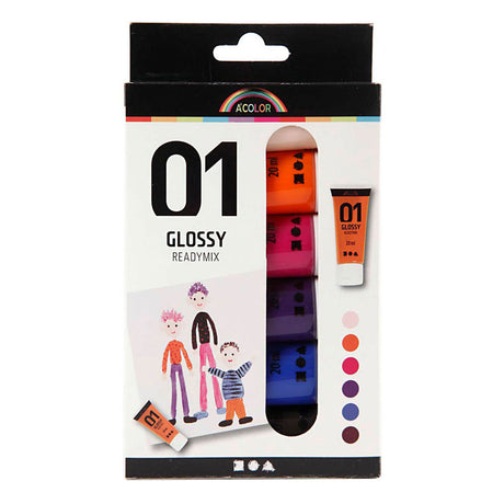 Creativ Company Acrylverf voor Kinderen Glossy Extra Kleuren, 6x20ml