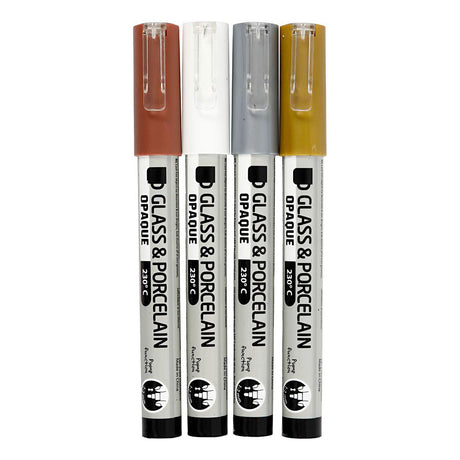 Creativ Company glass- and porcelain markers opaque brown gold silver white, 4 pcs.