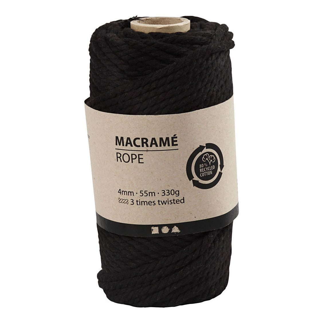 Creativ Company Macrame Cord Black, 55m