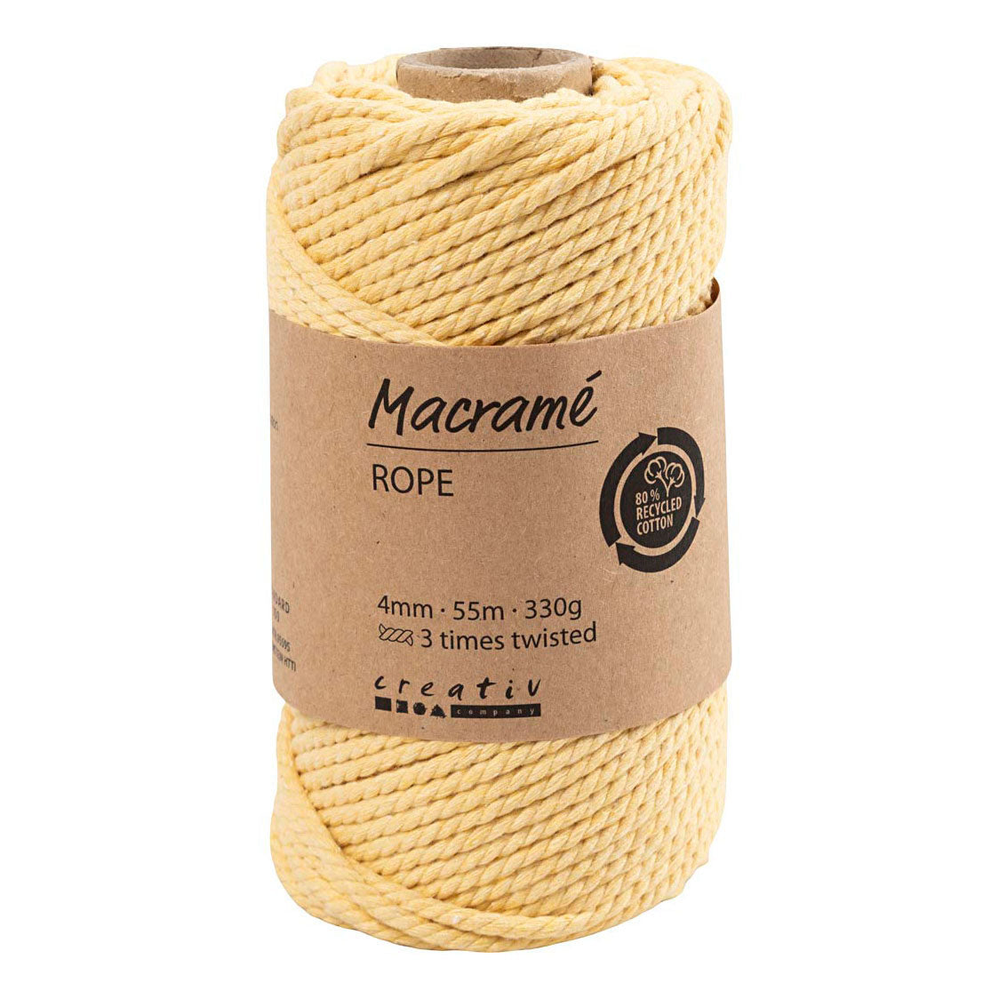 Creativ Company Macrame Cord Light Yellow, 55m