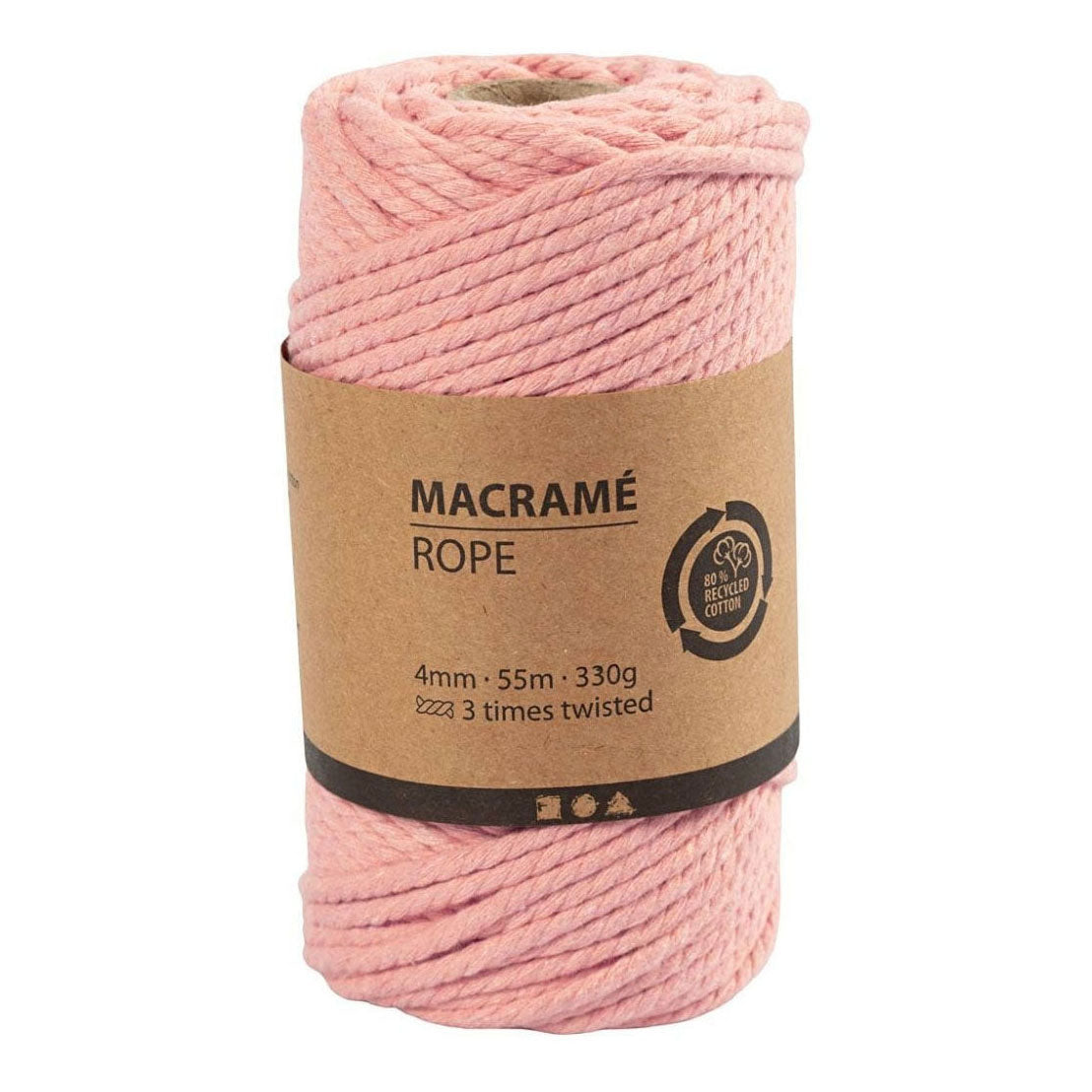 Creativ Company Macrame Cord Pink, 55m