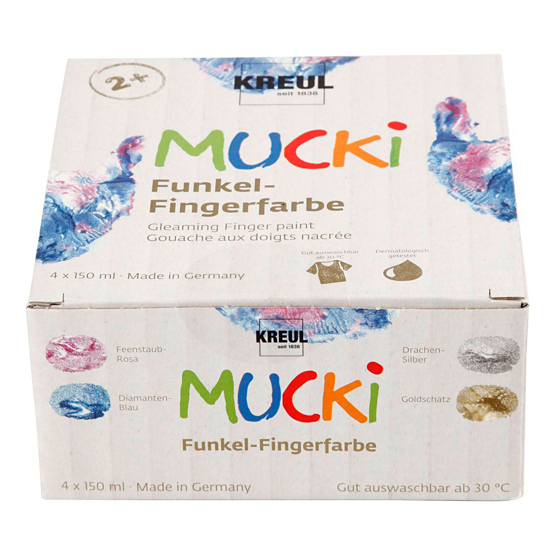 Creativ Company Mucki Paint Finger Metallic Blue Gold Pink Silver, 4st.