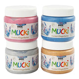 Creativ Company Mucki Paint Finger Metallic Blue Gold Pink Silver, 4st.