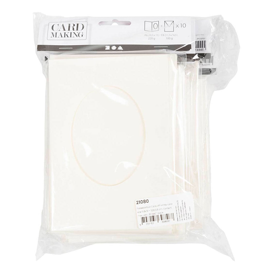 Creativ company passepartout cards, card size 10.5x15 + 12.5x12.5 cm, content may vary, off-white, 50 sets 1 box