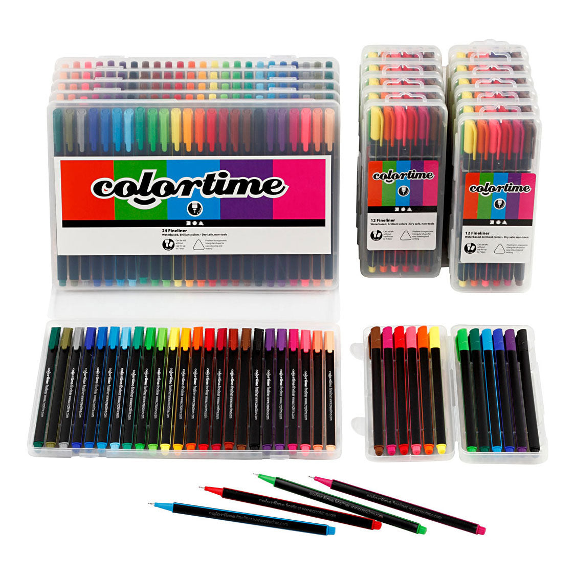 Creativ Company Colortime fineliner pens, assorted colours, 18 packs