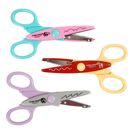 Creativ company fiskars kidzors pinking shears, hippo, camel hedgehog, 3 piece 1 box