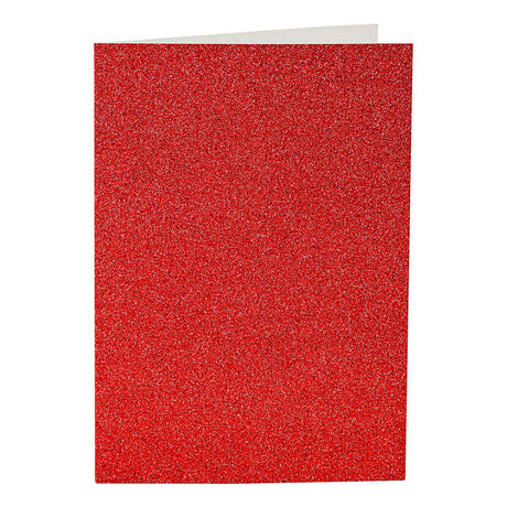 Creativ company cards and envelopes, card size 10.5x15 cm, envelope size 11.5x16.5 cm, glitter, 110+250 gr, red, 4 set 1 box