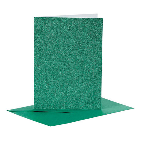 Creativ company cards and envelopes, card size 10.5x15 cm, envelope size 11.5x16.5 cm, glitter, 110+250 gr, green, 4 set 1 box