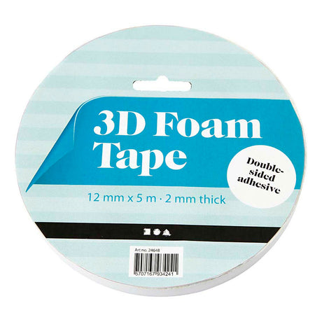 Fita de espuma 3D da empresa Creativ, W: 12 mm, espessura 2 mm, 5 m 1 rolo