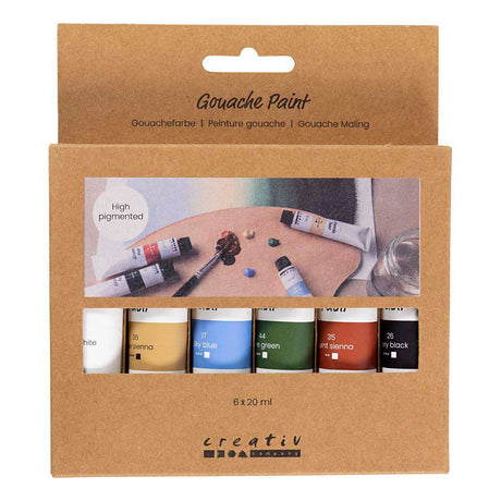 Creativ Firma gouache Faarf natierlech Faarwen - 6x20ml.