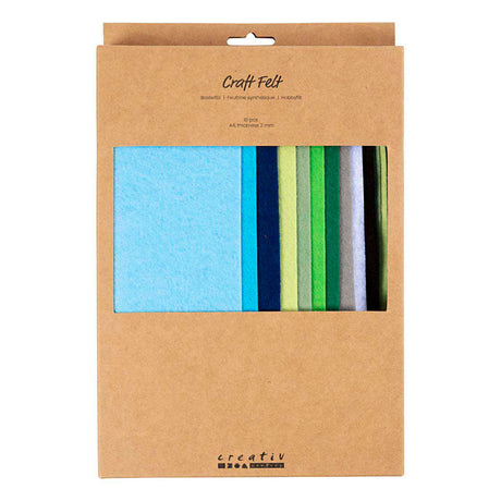 Creativ Company Hobbyfilz A4 Stärke 2mm Blaue und grüne Harmonie - 10 Stk.