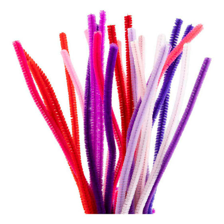 Chenille da empresa Creativ, l: 30 cm, espessura 6 mm, harmonia rosa roxo, 25 peças 1 caixa