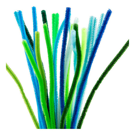Creativ firmos šenilinis 6mm x 30cm žalia ir turkio dermė - 25 vnt.