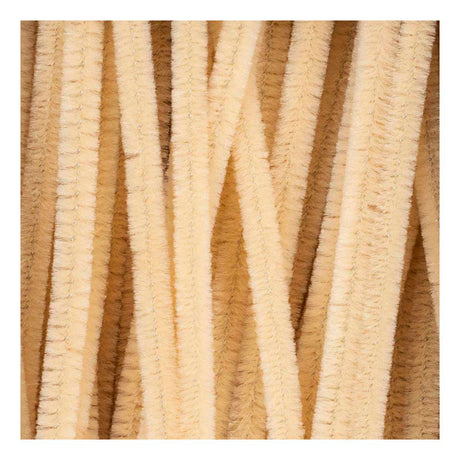 Creativ company chenille, l: 30 cm, tykkelse 6 mm, beige, 50 stk. 1 æske