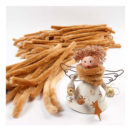 Creativ company chenille, l: 30 cm, tykkelse 6 mm, beige, 50 stk. 1 æske