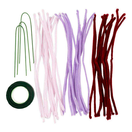 Creativ Firma https: www.cchobby.nl mini-hobbyset-flowers-from-chenille-wire-lily-light-pink-light-purple-dark-red-1-box