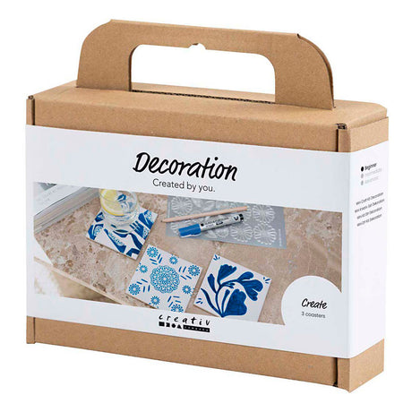 Mini hobby set dekorace Creativ company, porcelánové podtácky, modré, 1 krabička