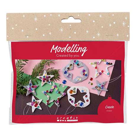 Creativ company mini hobi set kiparjenje, zvezdice, srebrna, bela, 1 škatla