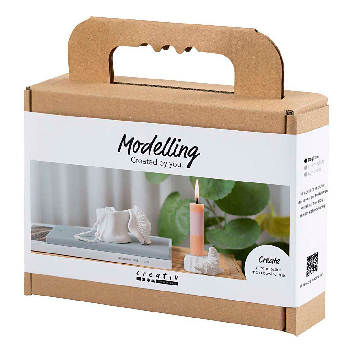 Creativ company mini hobby set modeling, candlestick with shells, off white, 1 box