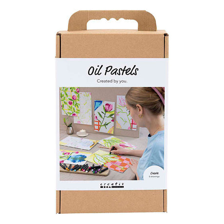 Creativ company hobby set pastel à l'huile, fleurs, différentes couleurs, 1 boîte
