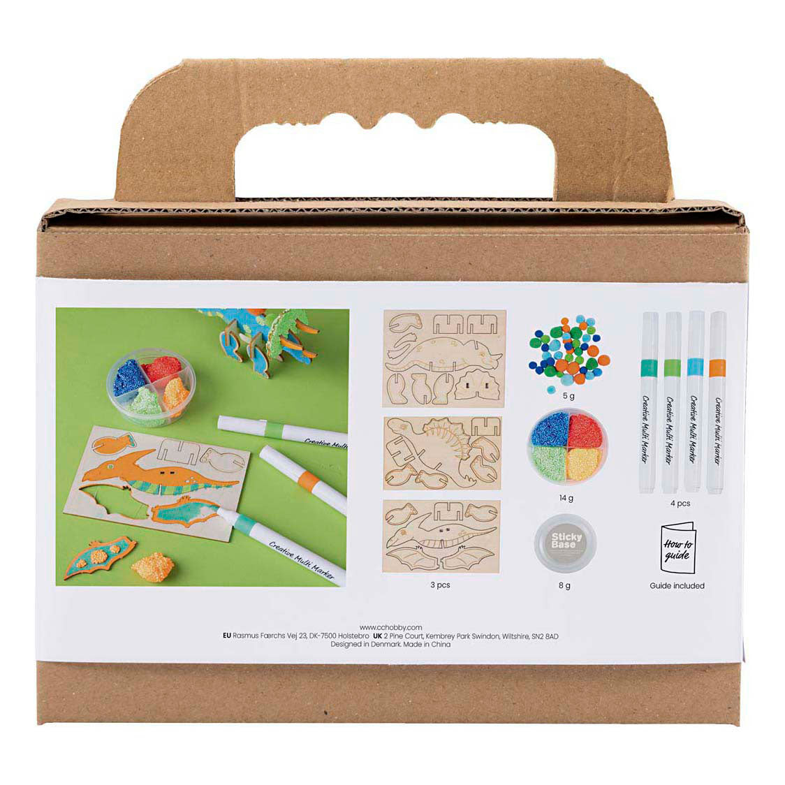 Creativ company https: www.ccobby.nl mini-hobbyset-decoration-dinosaur-blue-green-orange-red-1-box
