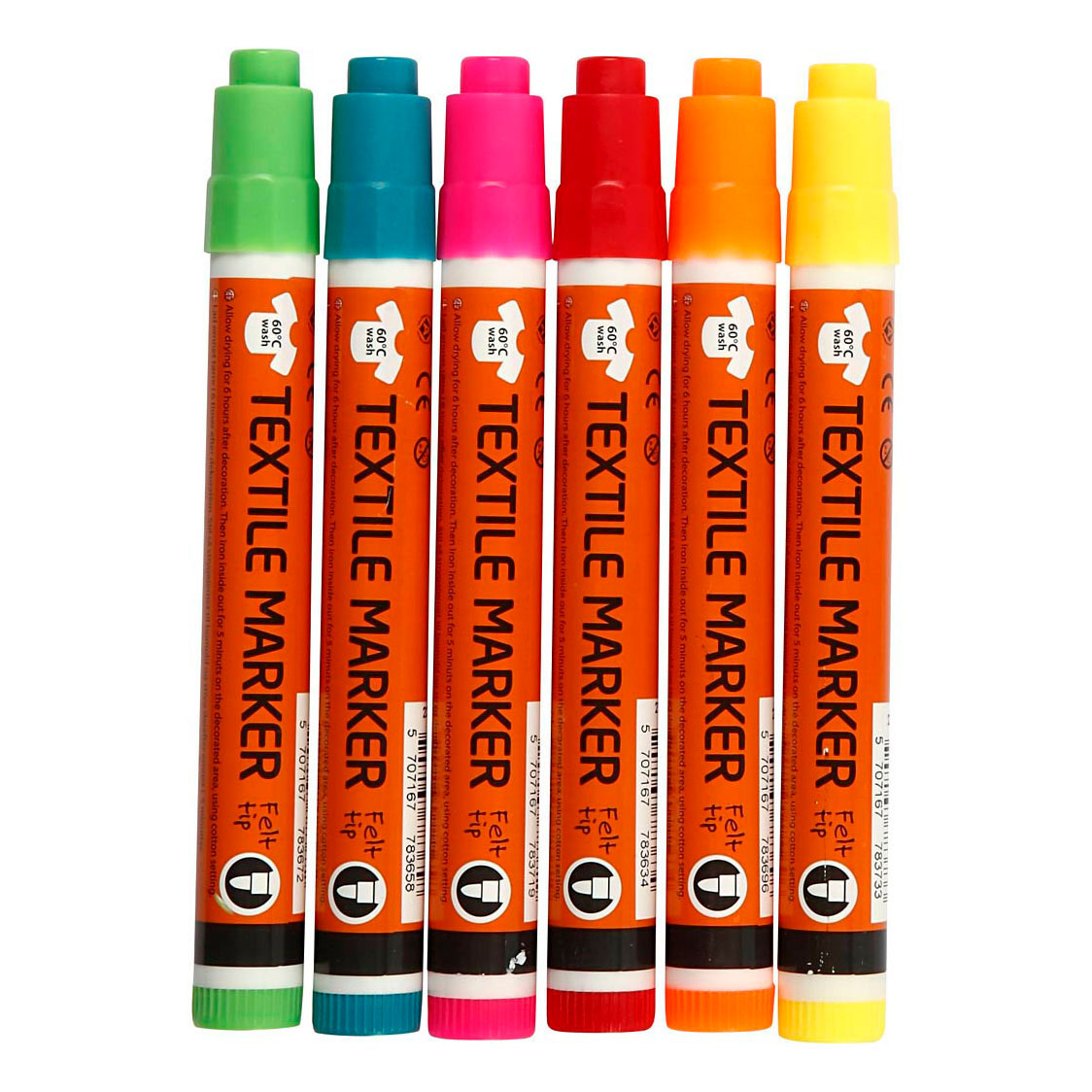 Creativ company https: www.cchobby.nl textile markers-line thickness-2-4-mm-neon-colors-6-piece-1-box