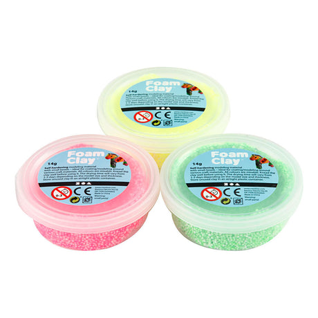 Foam clay ®, světle zelená, neonově růžová, neonově žlutá, 3x14 gr 1 krabička