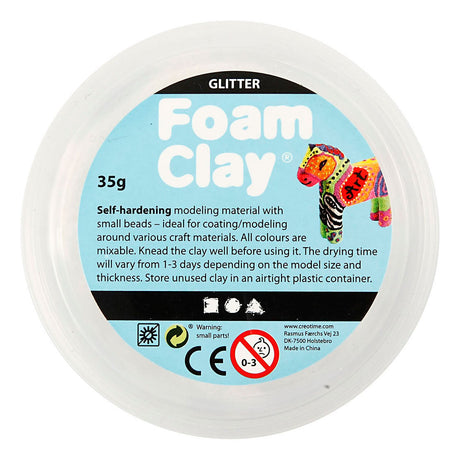 Foam clay ®, třpytky, bílá, 35 gr 1 krabička