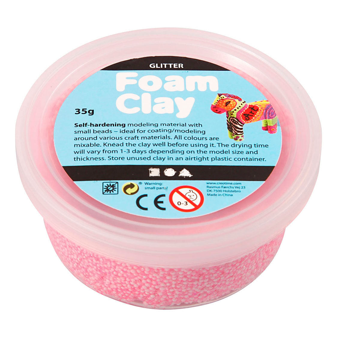 Foam clay ®, glitter, light red, 35 gr 1 box