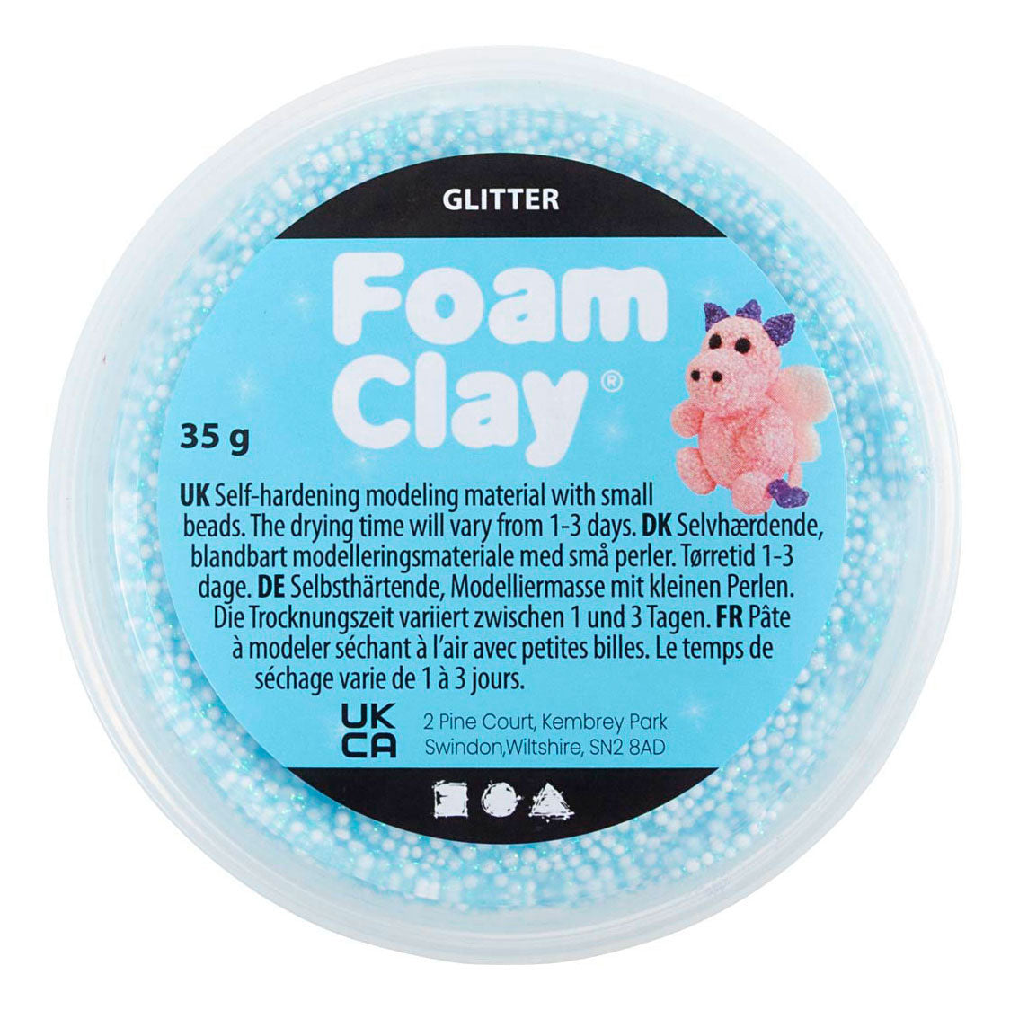 Creativ company foam clay glitter light blue - 35gr.