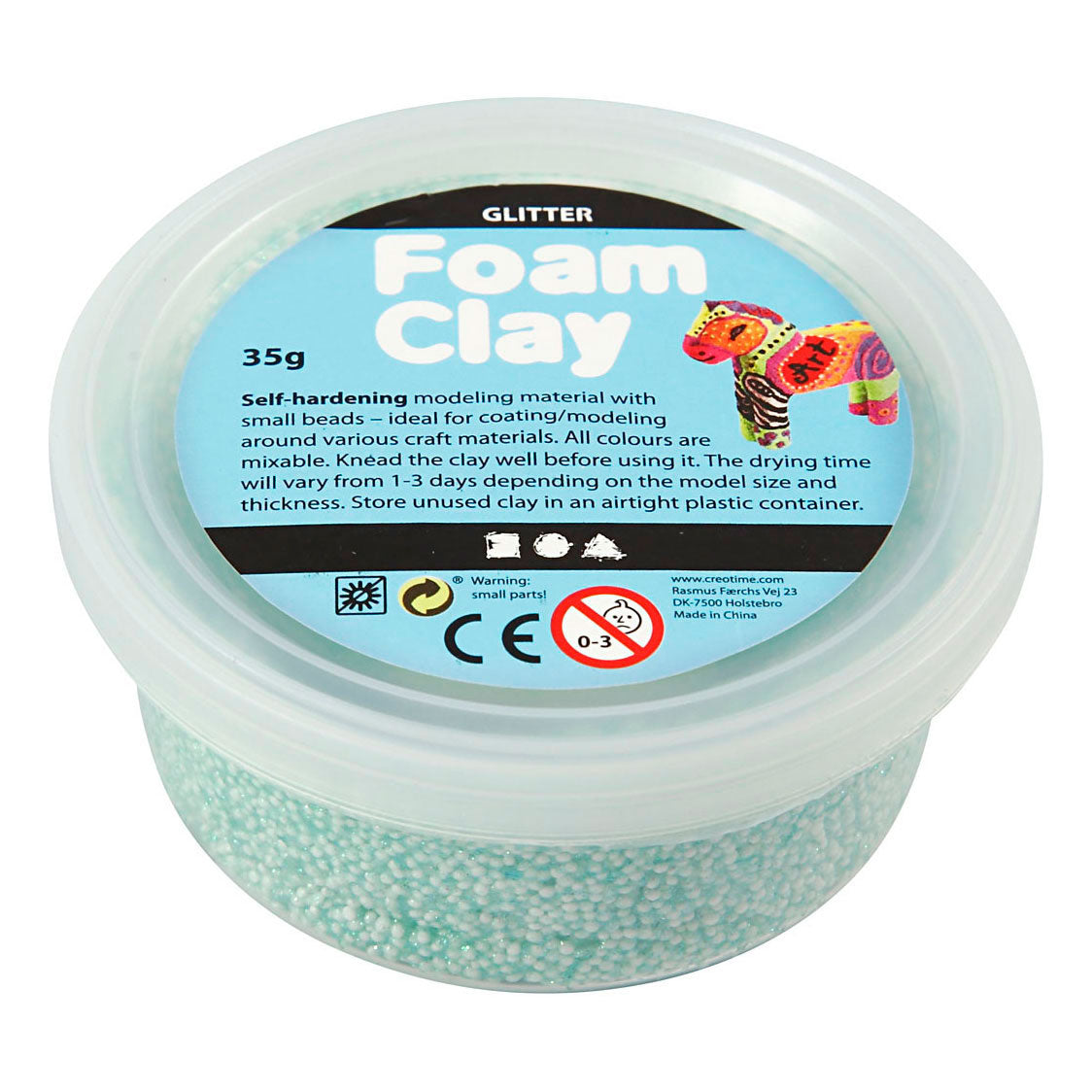 Foam clay ®, glitter, light green, 35 gr 1 box