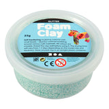 Foam clay ®, glitter, light green, 35 gr 1 box