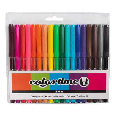 Marcadores Colortime, largura de linha 2 mm, várias cores, 18 peças, 1 caixa