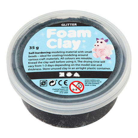 Foam clay®, črne bleščice, 35 gr 1 škatla