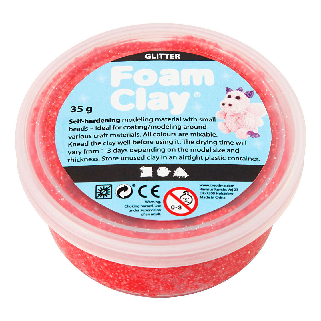 Foam clay ®, glitter, red, 35 gr 1 box