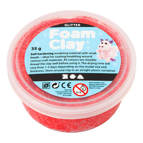Foam clay®, bleščice, rdeča, 35 gr 1 škatla