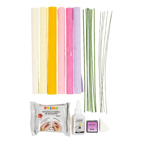 Zestaw hobbystyczny firmy Creativ, papier krepowy, kwiatki, pastelowe kolory, 1 opakowanie