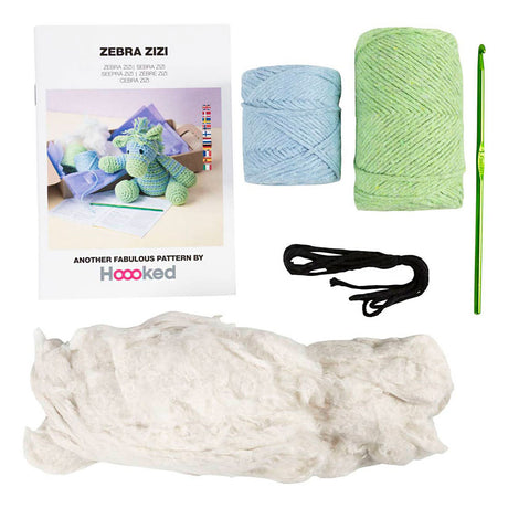 Creativ Firma Hobby Set amigurumi, Zebra, hellblo, hellgréng, 1 Këscht