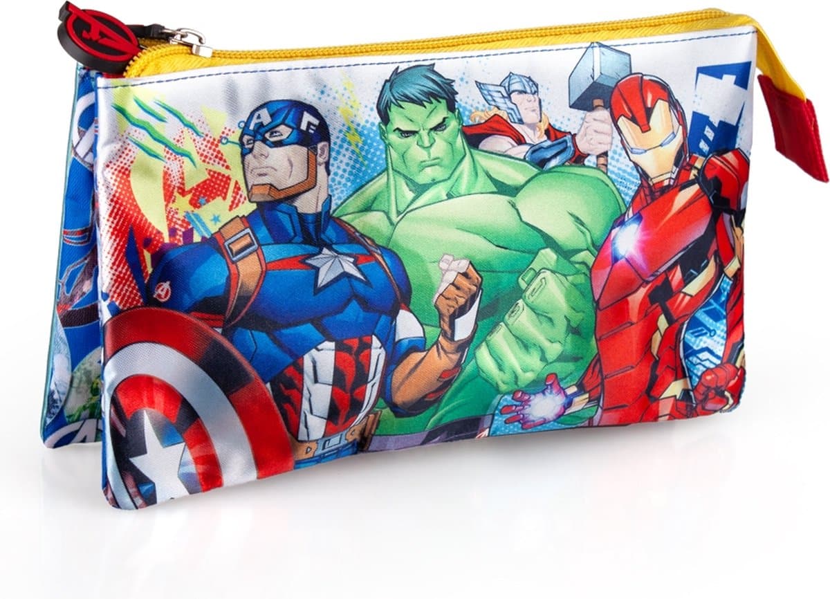 Jim jam pencil case avenger pen case 3 compartments with 2 zippers