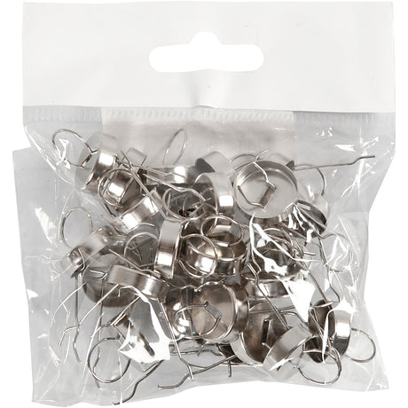 Creativ Firma Metallhänger, d 13 mm, Lachgréisst 5 mm, Sëlwer, 25 Stéck 1 Këscht