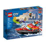 Lego city lifeboat fire toy for children - 60373
