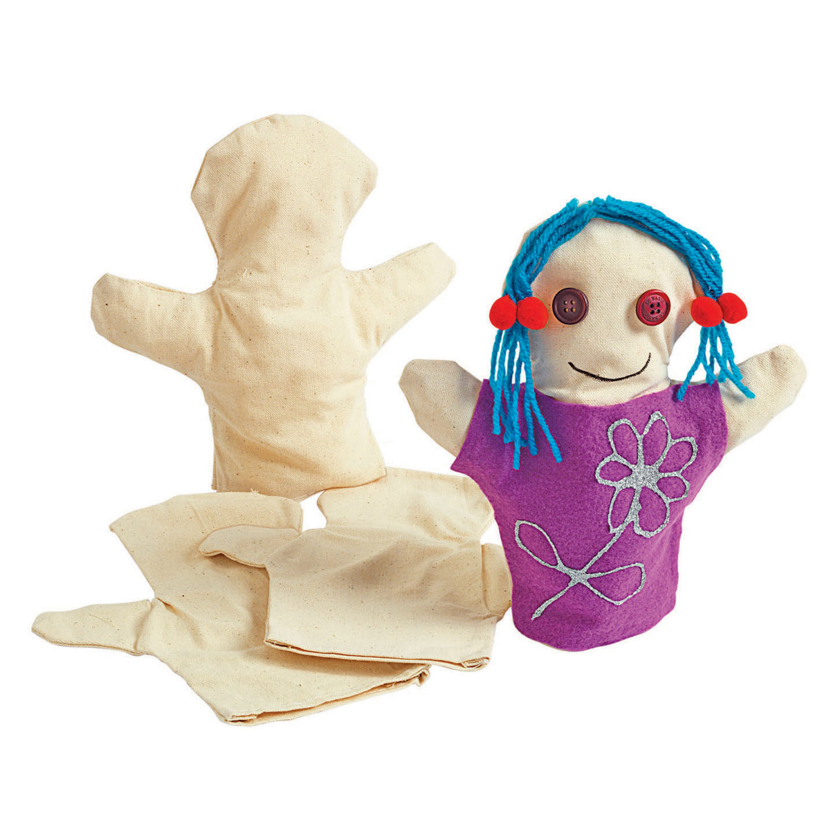 Colorations - Decorate your own canvas hand puppets, set of 12