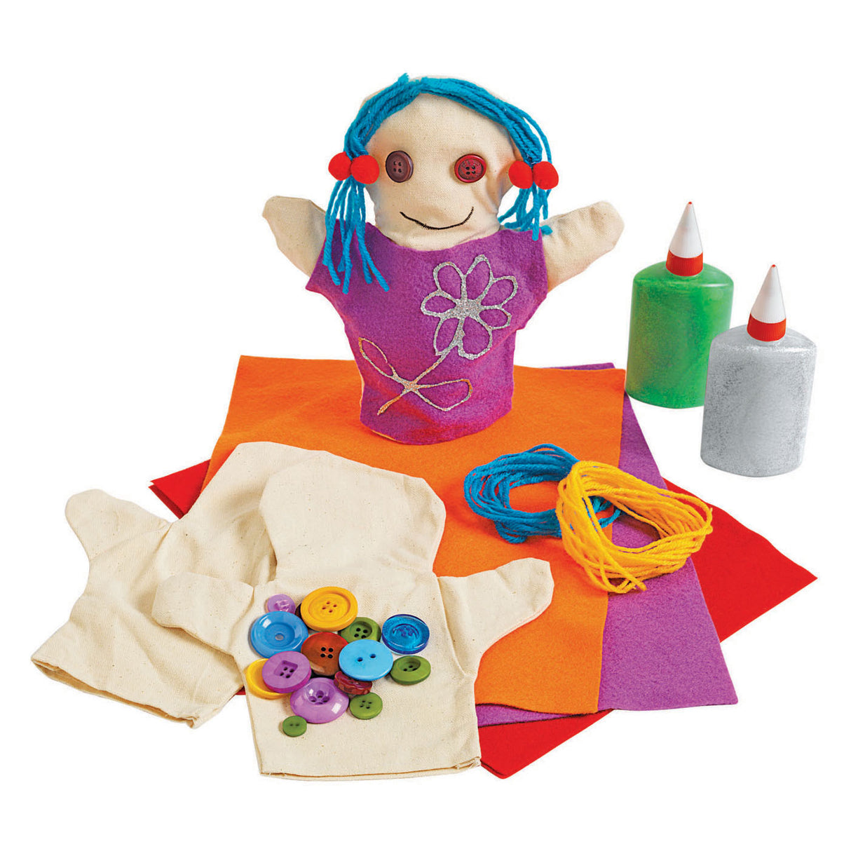 Colorations - Decorate your own canvas hand puppets, set of 12