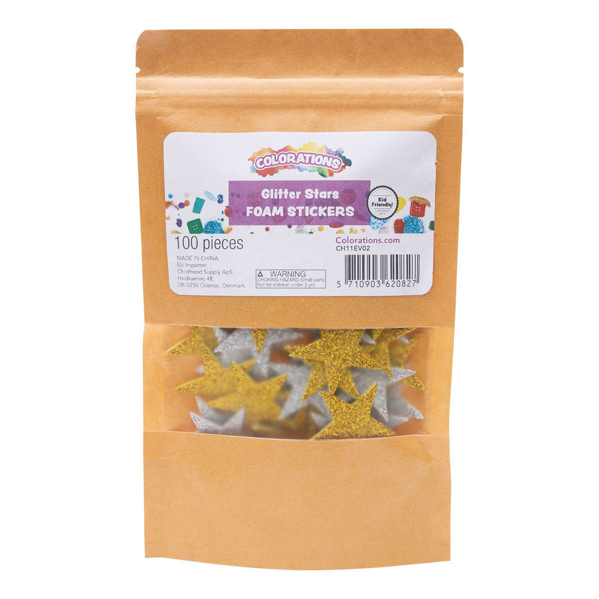 Colorations - Foamstickers Glitter Stars, 100e.