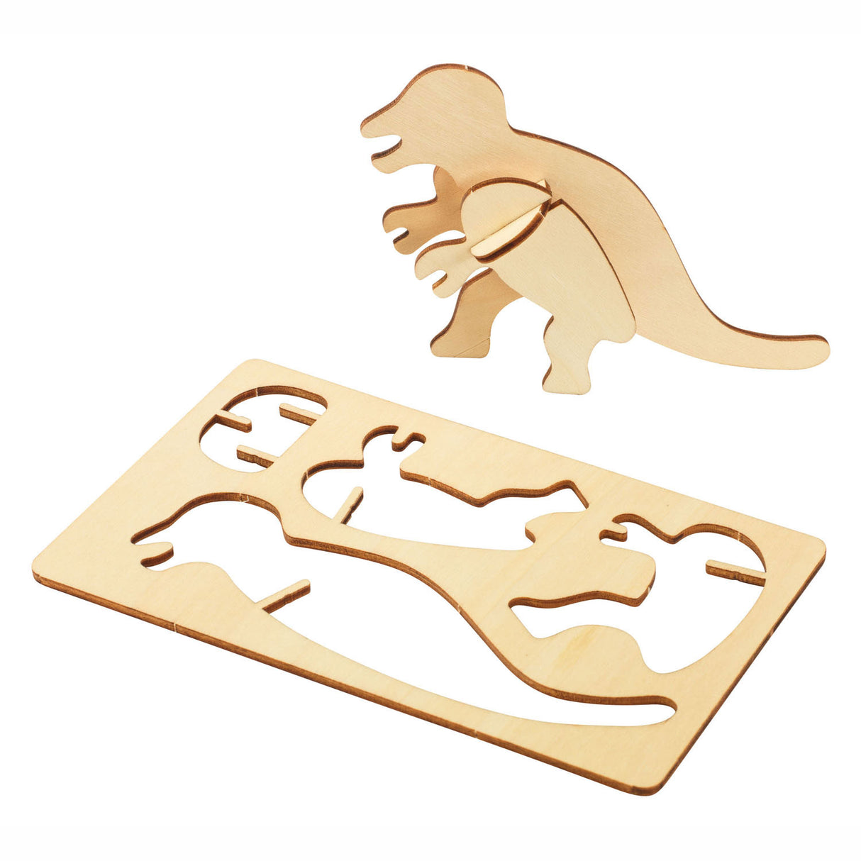 Colorations Maak en Versier je Houten 3D Puzzel Dinosaurus, Set van 4