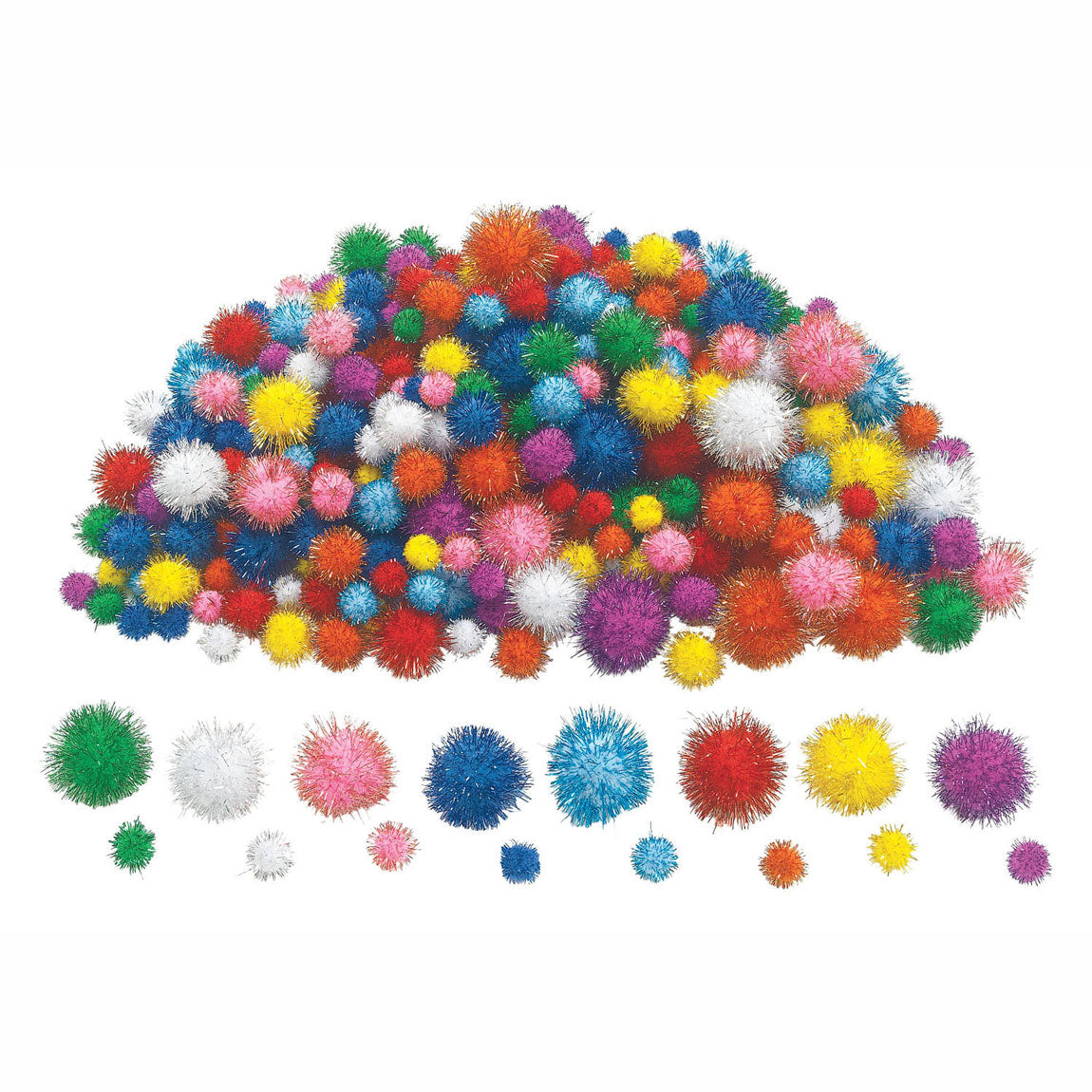 Farbgebiete - Glitter Pompomps, 300st.