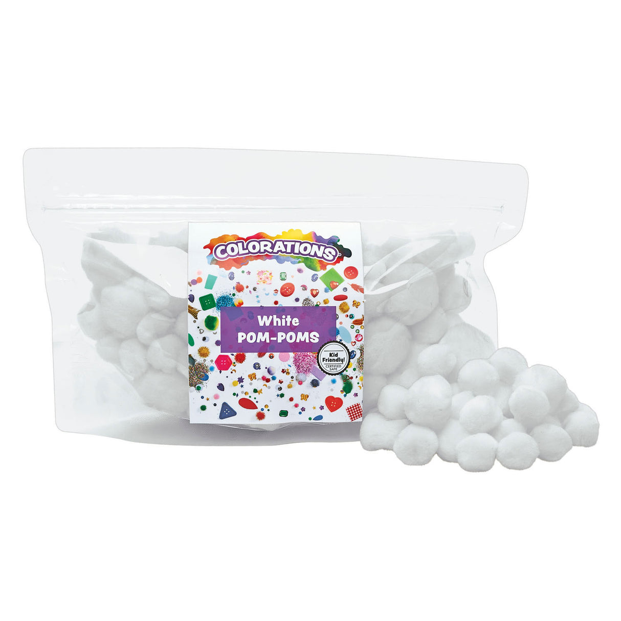 Colorations - pom poms white, 100 pcs.
