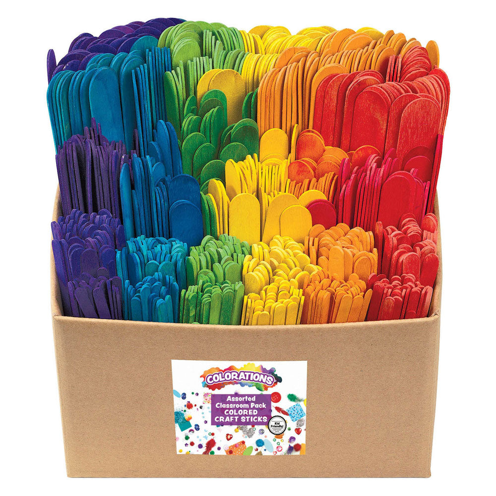 Colorations Colored Wooden Craft Sticks Package en el aula, 1200 °.